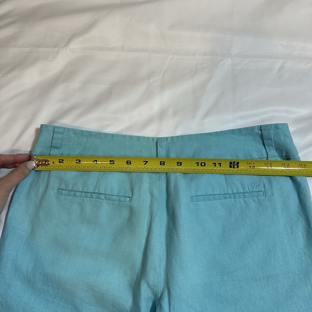 Vineyard Vines Women's Size 4 Aqua Linen Blend Cropped Pants Casual Resortwear - Picture 6 of 8